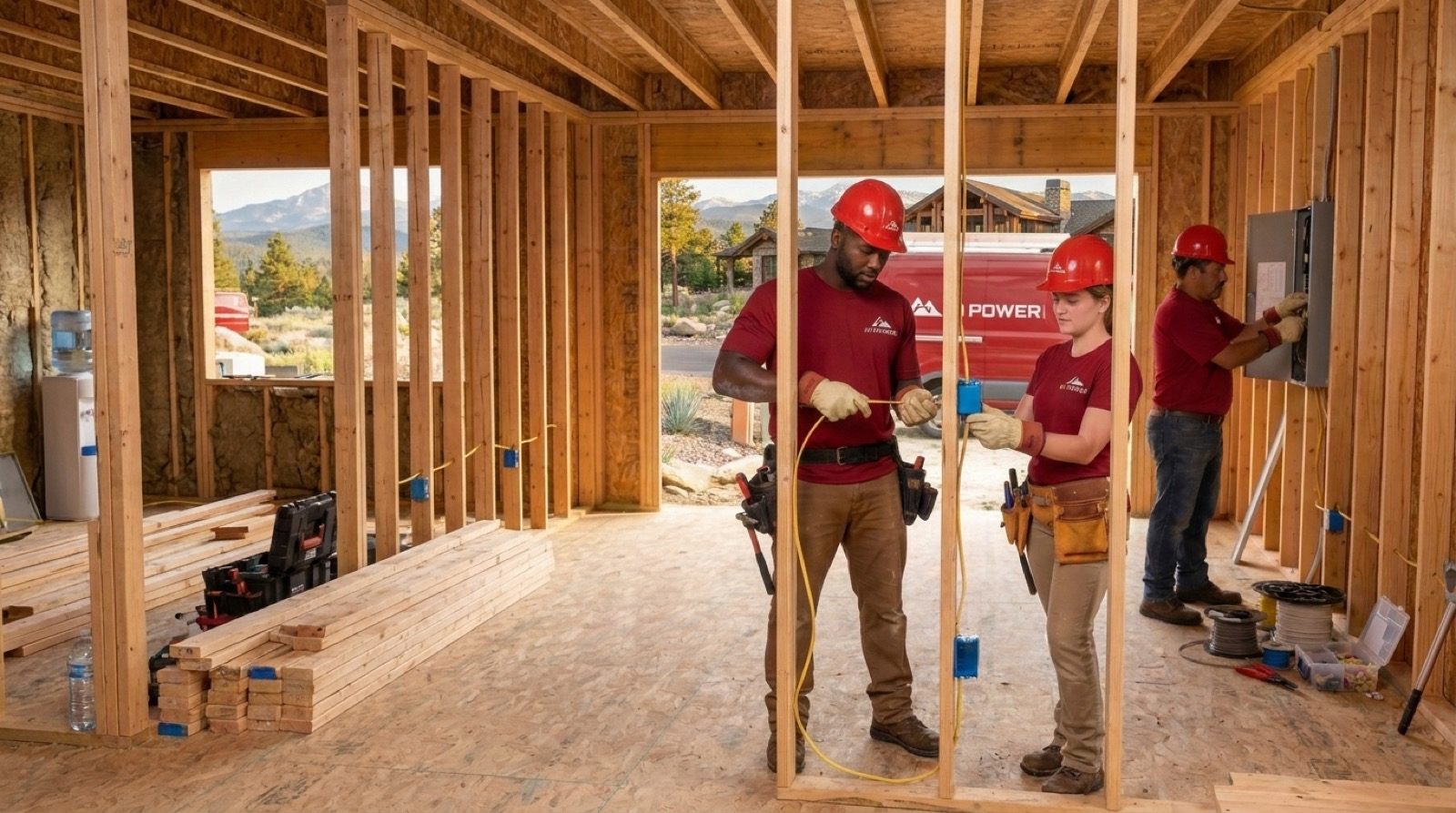 Hi Power crew on a new-construction jobsite