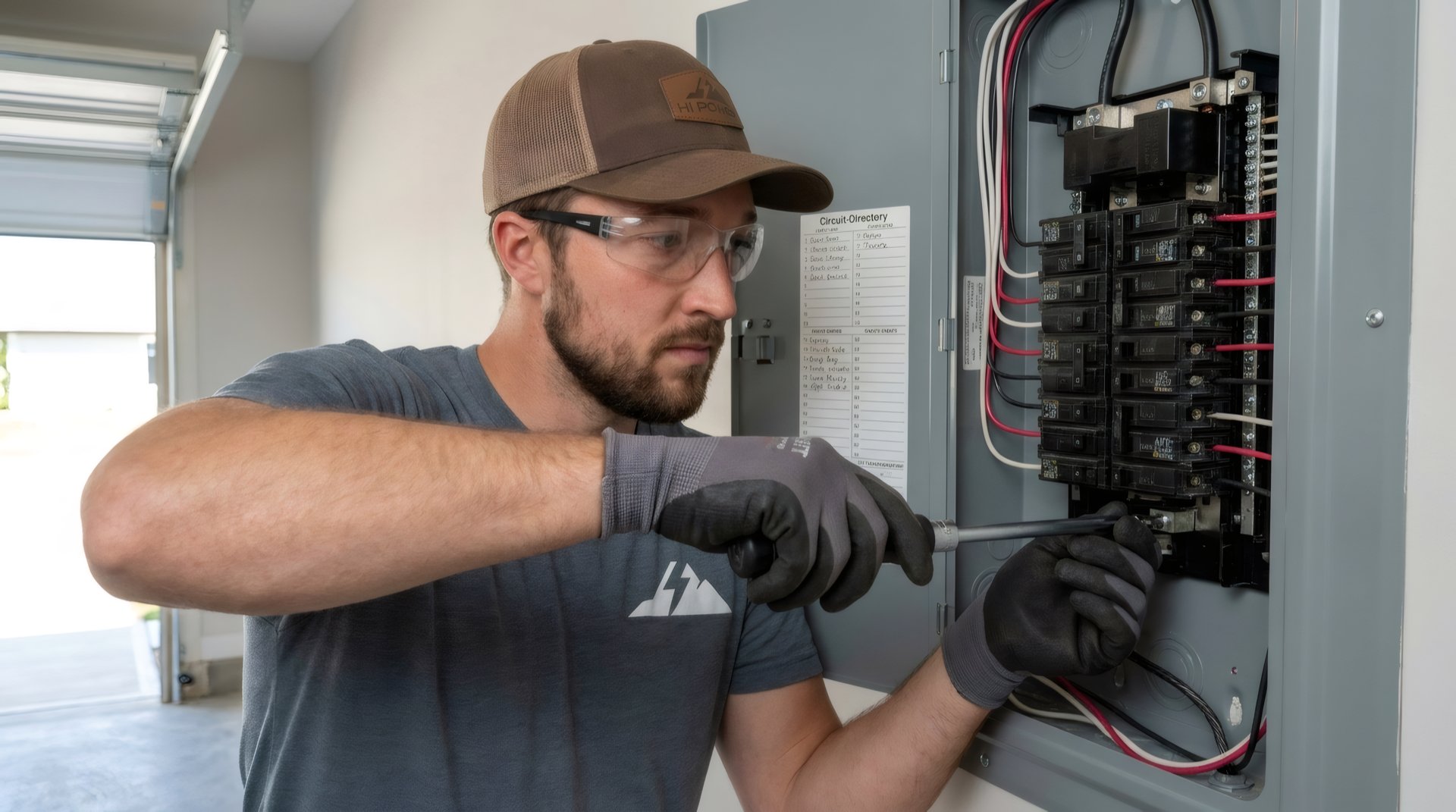Hi Power electrician torquing a breaker lug inside a home's electrical panel